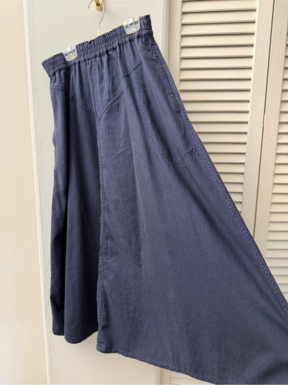 Carole Little Navy Elastic-Waist cotton skirt